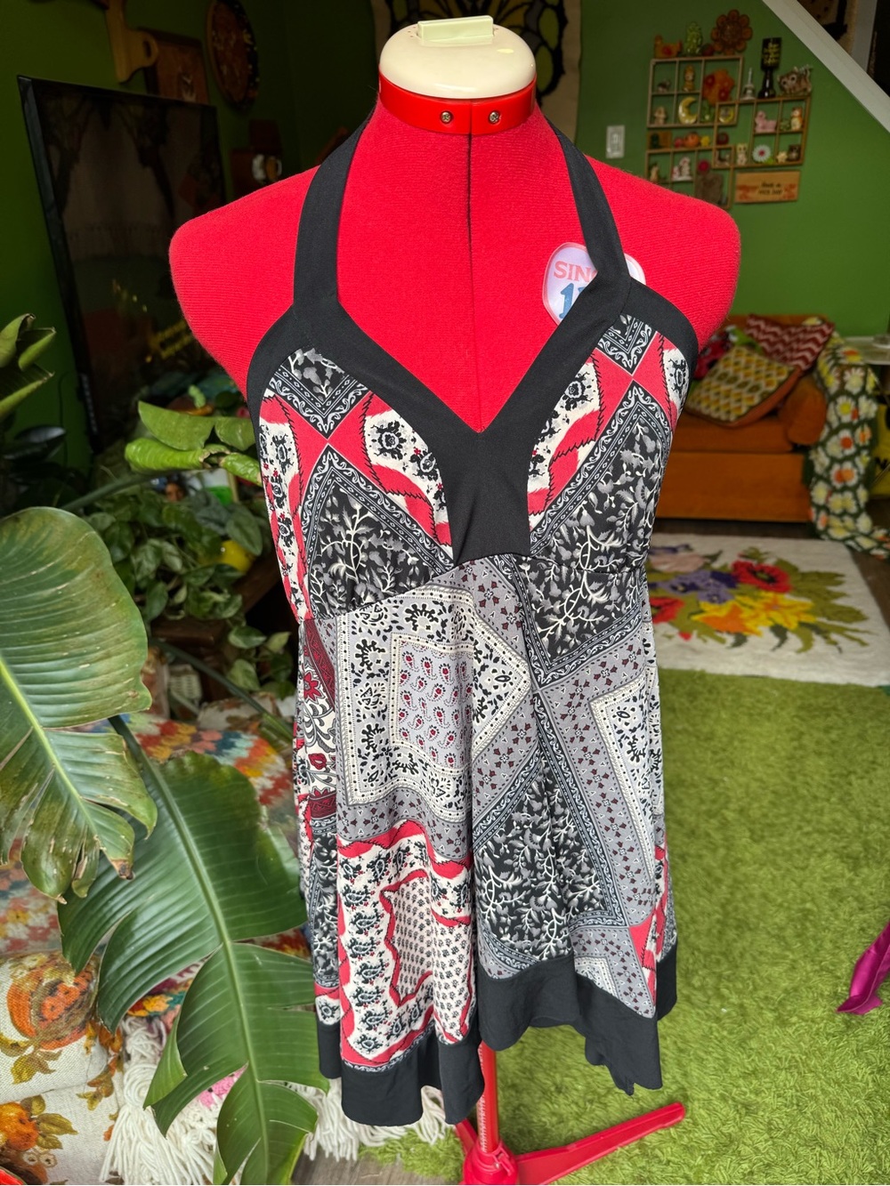 Vintage y2k Patchwork Print Tank Top